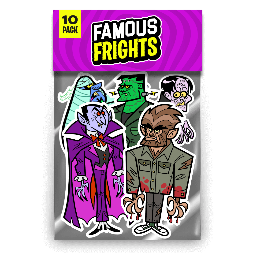 Famous Frights Sticker Pack. Set #1 - Classic Monsters Famous Frights Sticker Pack. Set #1 - Classic Monsters