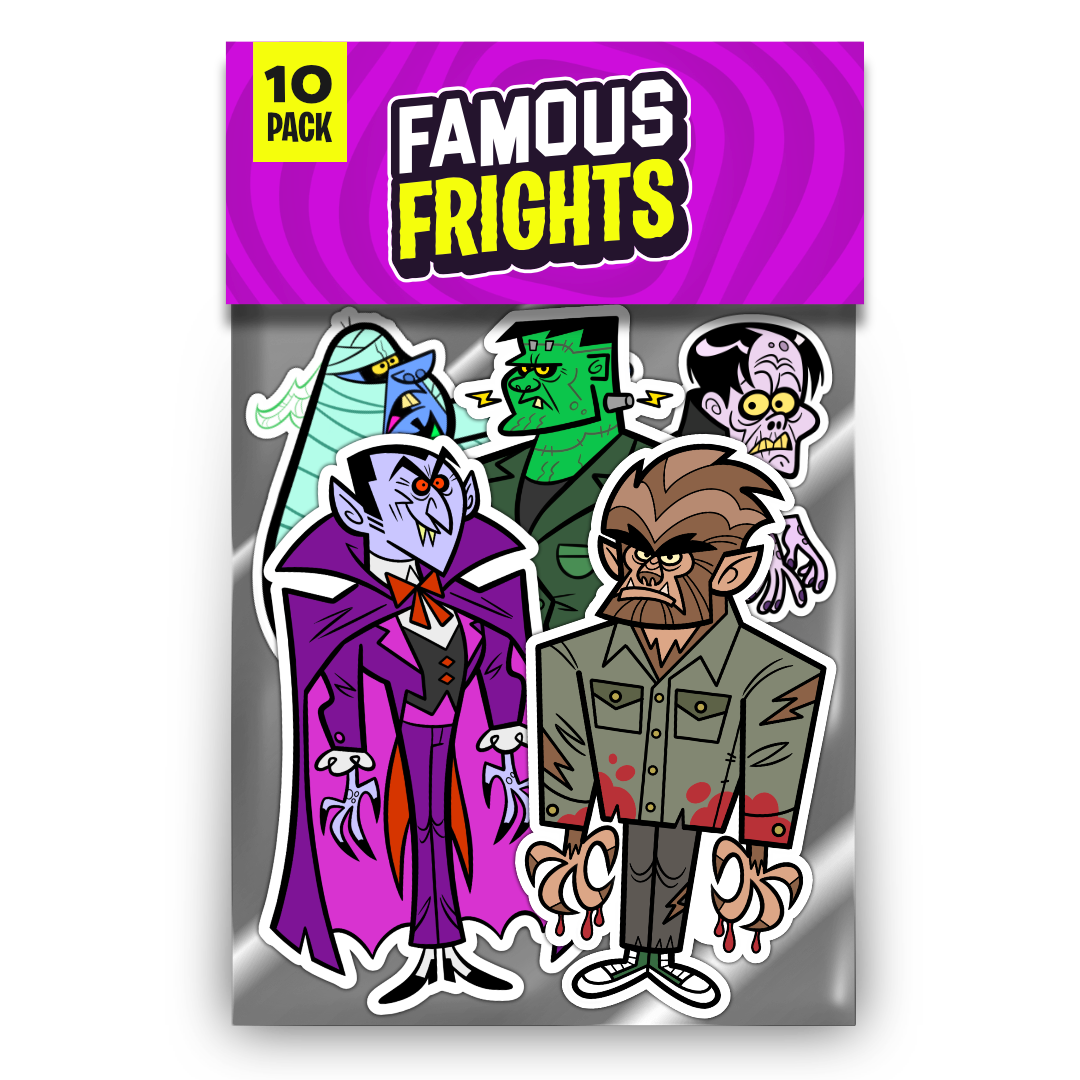 Famous Frights Sticker Pack. Set #1 - Classic Monsters